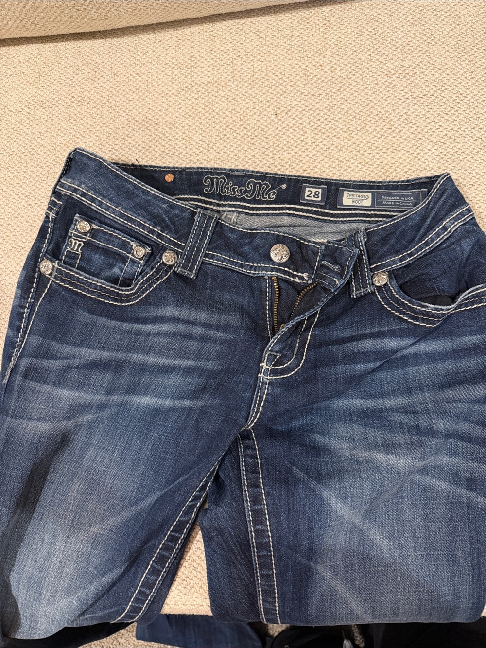Miss Me Blue Embroidered Pocket Bootcut Jeans - Picture 4 of 6